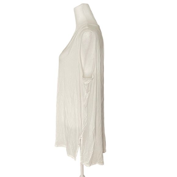 Lands End XL Tunic Tank Top Vneck Sleeveless White Side Slits Flowy Basic - Picture 5 of 7